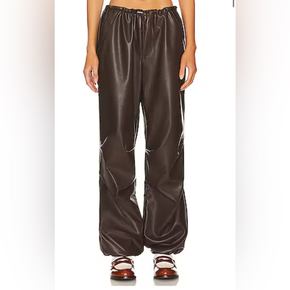 REVOLVE Faux Leather Frankie Parachute Pants in Java